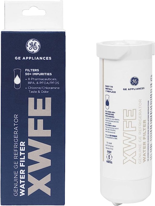 GE XWFE Refrigerator Water Filter | Certified to Reduce Lead, Sulfur, and 50+ Other Impurities | Replace Every 6 Months for Best Results | Pack of 1